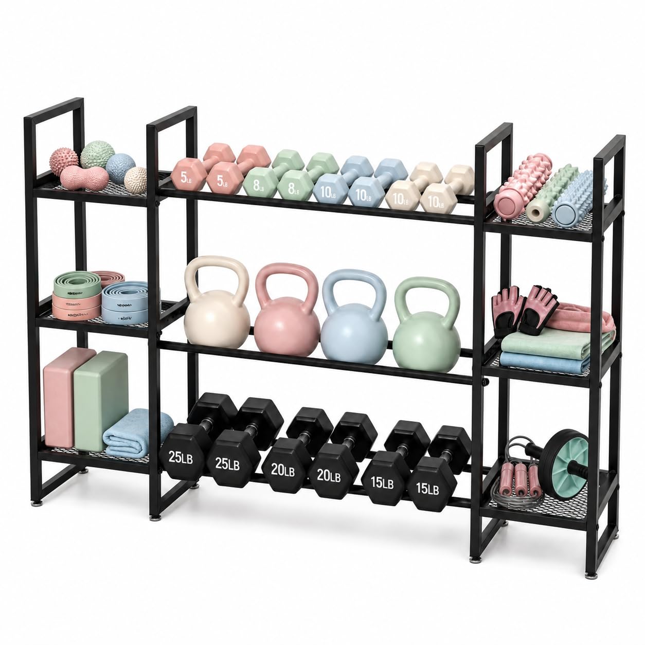 All In One Gym Home Equipment - Support pour haltères à 3 niveaux,