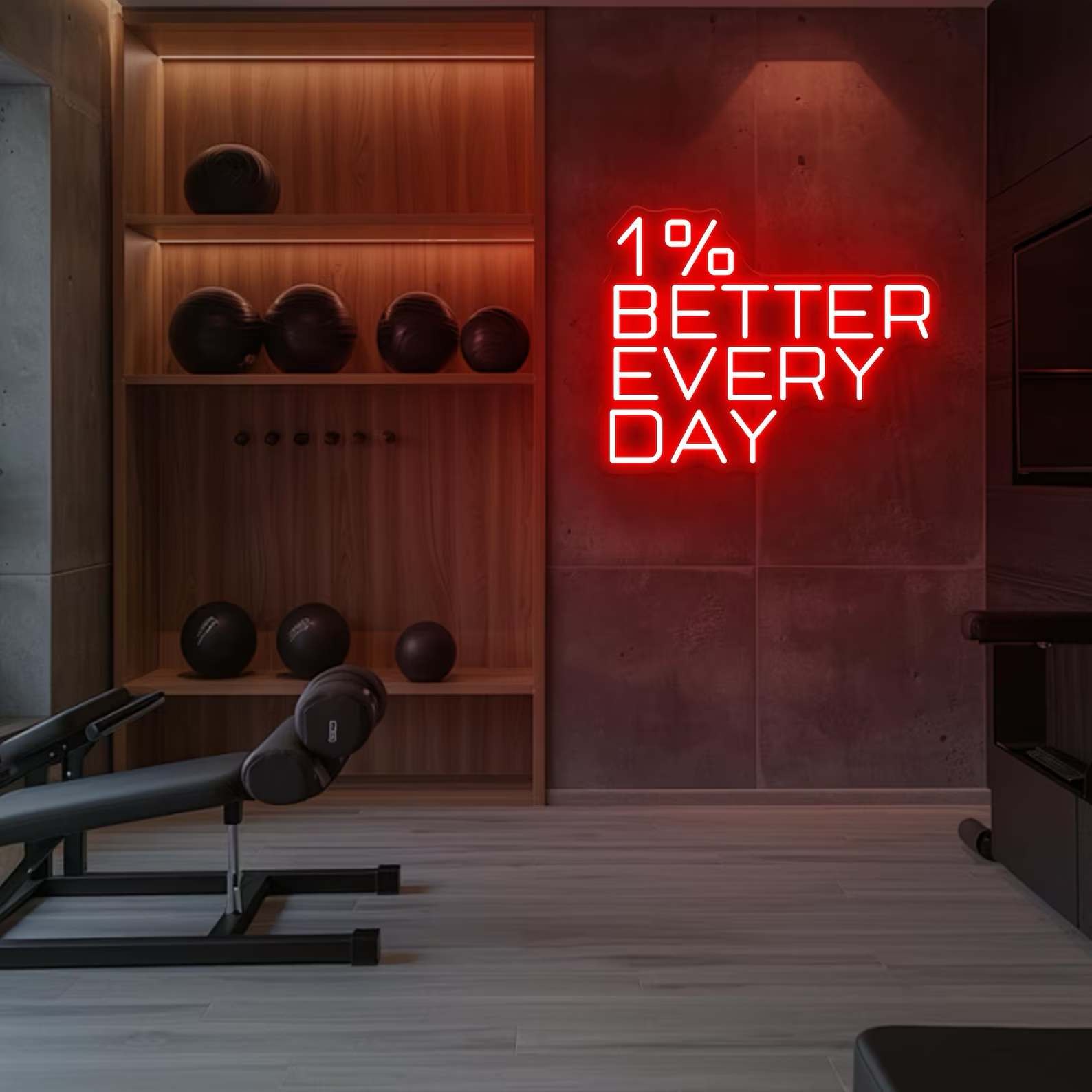 Home Gym Neon Sign - Enseigne néon « 1% mieux chaque